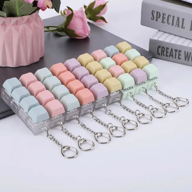 Keychain Set of 4 Mechanical Keyboard Stress Relief Fidget Toys for Adults