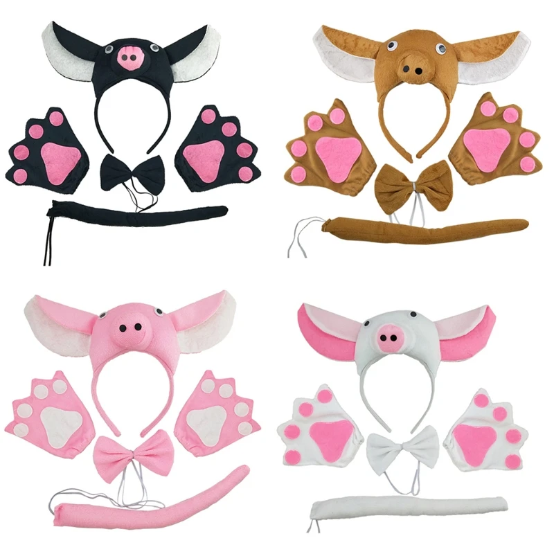 Halloween Pig Accessories JMKCOZ 8 Piece Pig Costume Set Ears Nose 