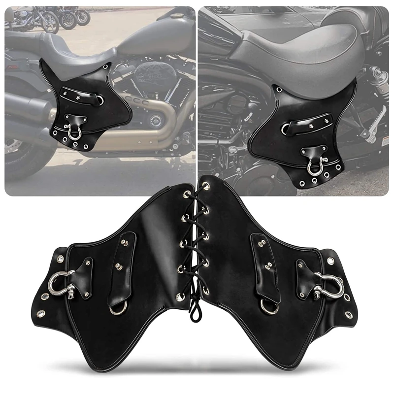 

Leather Engige Side Saddle Heat Shield Cover Deflector Universal Rider Accessories For Touring Sportster Yamaha Suzuki Kawasaki