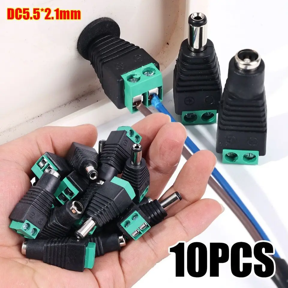 Set Di 2 Cavi Di Prolunga CC, Da Femmina 5,5x2,1 A Maschio 5 5x2 5 Per Led Telecamere A Circuito Chiuso Alimentatore 99250197