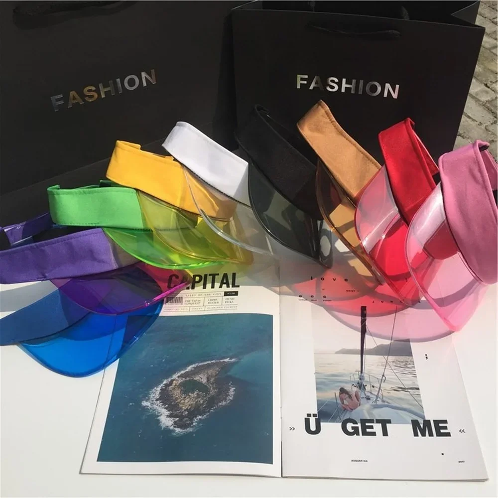 Sun Hat Sun Protection Hat Empty Top Hat Anti-UV Transparent Empty Top Summer Sun Hat Plastic PVC for Women Men Outdoor Sport Bicycle
