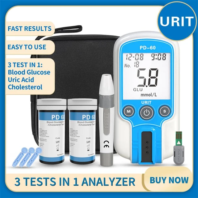 URIT PD 3in1 Multifunction Cholesterol Uric acid Blood Glucose Meter  Glucometer Kit Diabetes Gout Tester Blood Sugar Test Strips - AliExpress