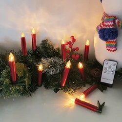 20/30/40 PCS LED Candles Red Flameless Flicker Battery Operated Fake Candle Timer Remote Decoration For Valentine's day Candles