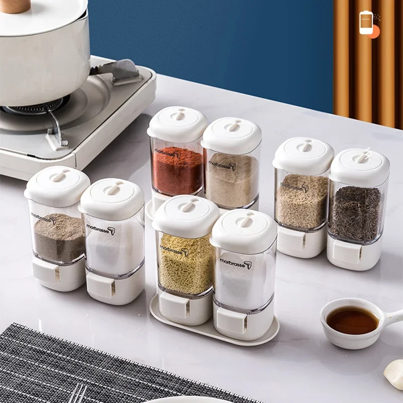 Push-type Salt Dispenser Sugar Bottle Spice Pepper Shaker Can Jar Seasoning Container Quantitative seasoning jar salt shaker spices bottle salt pepper shakers