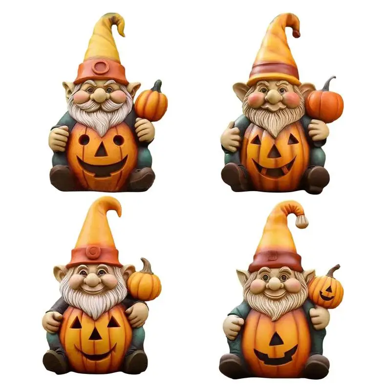 

Halloween Pumpkin Gnome Resin Statues Ornaments Creative Mini Landscape Outdoor Figurine DIY Crafts Home Garden Accessories