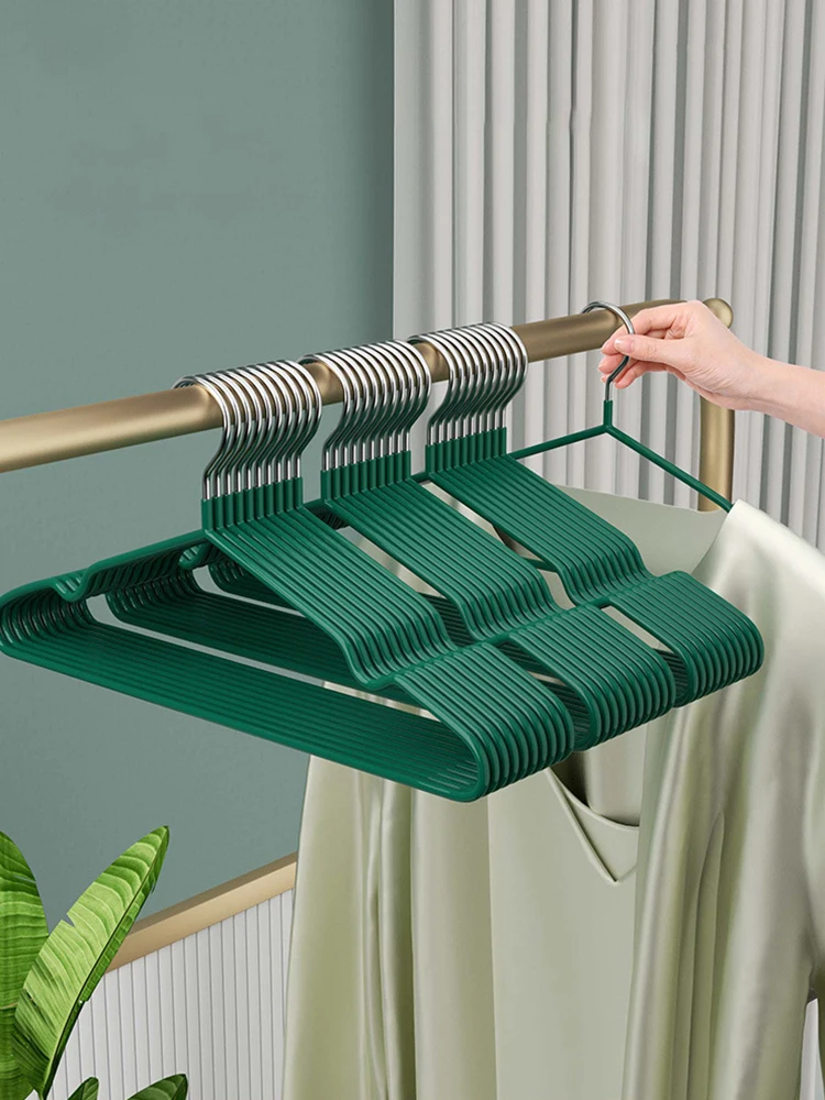 10PCS Dip Plastic Coat Hanger Household Drying Non-Slip Clothes Hanging Thick Non-Trace Adult Children Coat Hanger