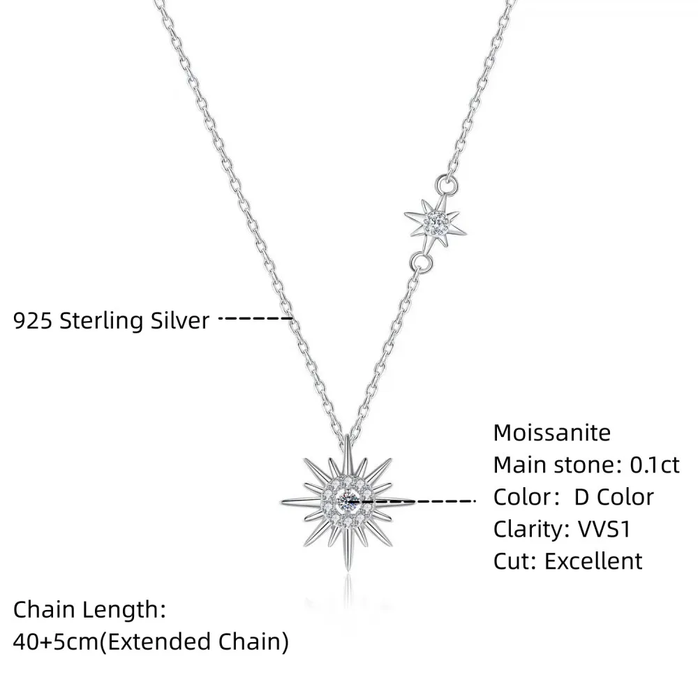 COSYA 0.1CT Moissanite Pendant Necklace For Women Hexagram 925 Sterling Silver Moissanite Diamond Necklaces Fine Jewelry Gift