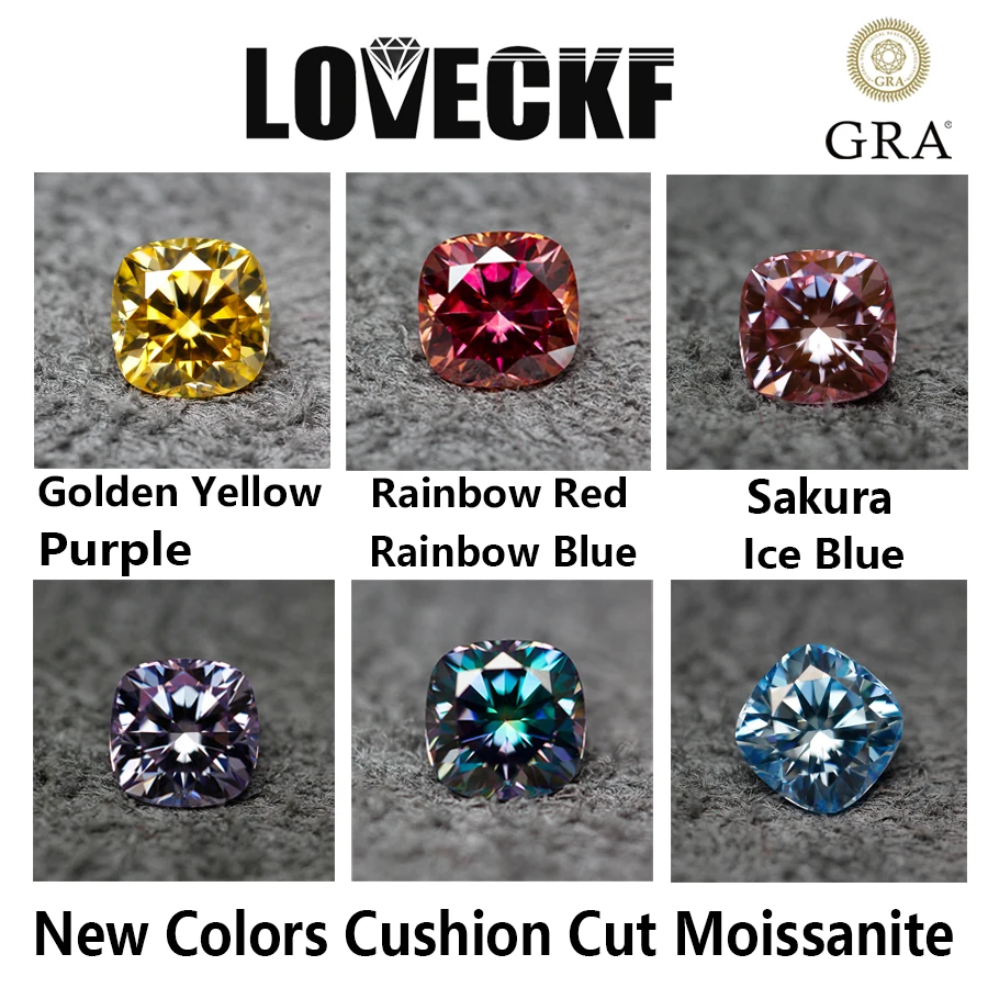 

New Colors Cushion Cut Moissanite Loose Stone VVS1 Certified Moissanite Lad Diamonds Moissanita Gemstones