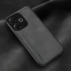 Luxury Magnetic Leather Shockproof Case - Skin Feel Soft Back Cover for Redmi 14R (Dark Grey)