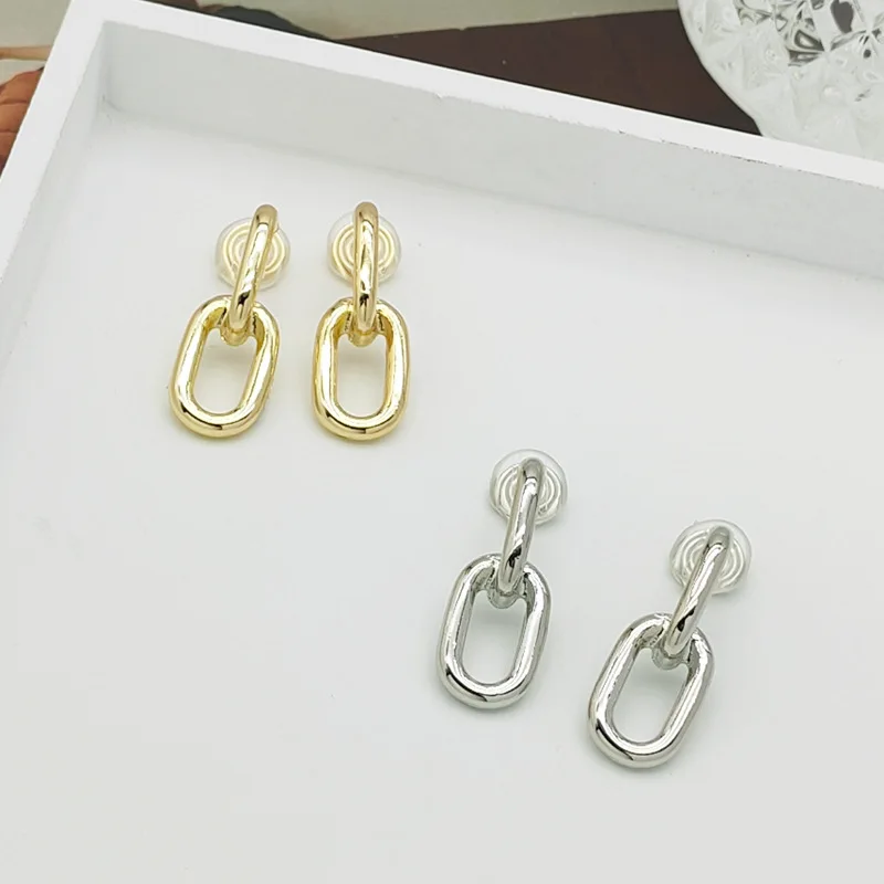 Personality Silver Plated Oval Mosquito Coil Clip on Earrings European and American Simple Metal Rubber Ear Clips ear clip earrings clip earrings ear clip ear accessories
