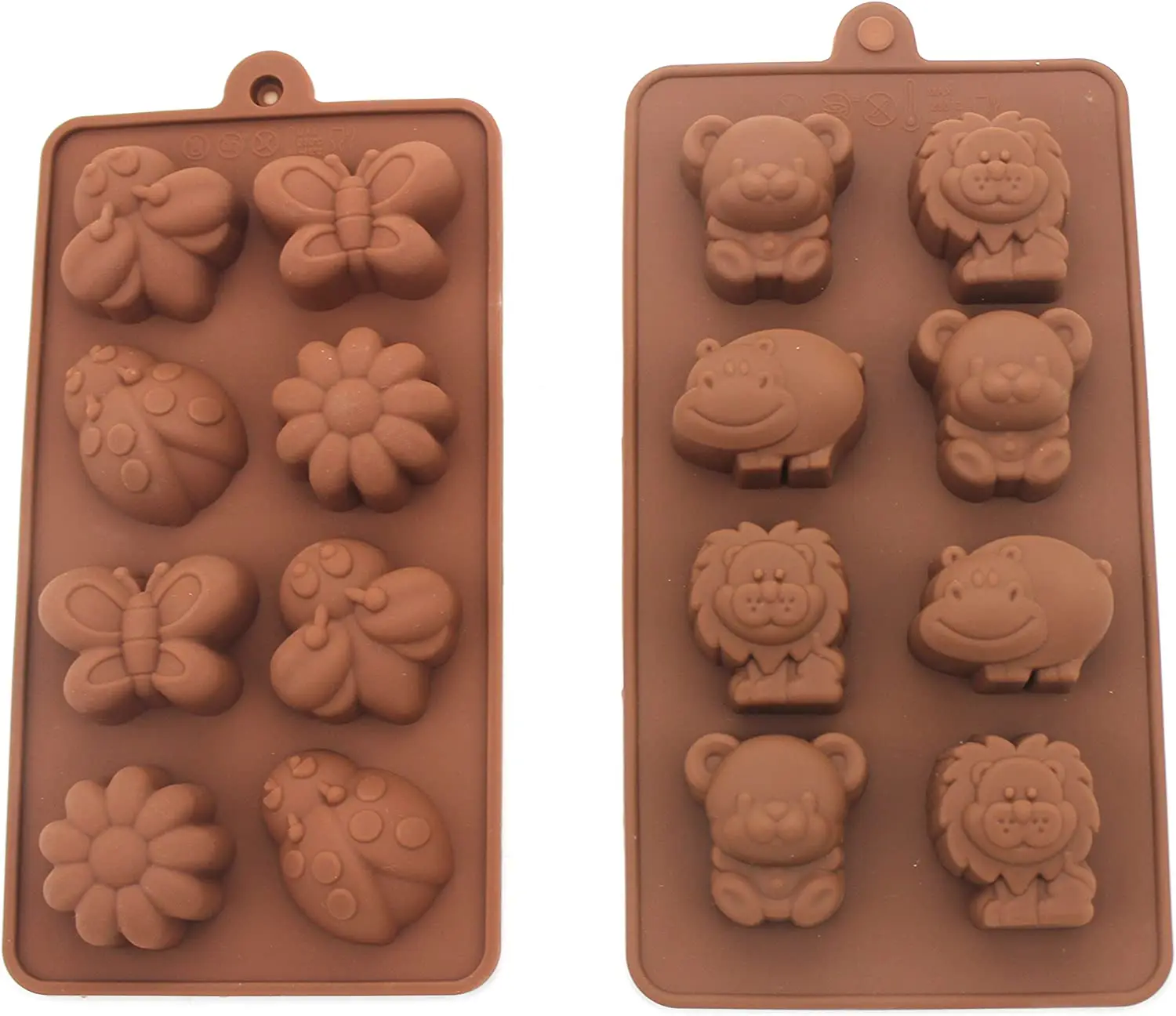 2Pcs Silicone Chocolate Mold,Vehicles and Animal Shapes Mold for Making Chocolate, Waffle, Candy, Cookies