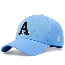 Unisex Embroidered Letter A Baseball Cap - Adjustable Casual Outdoor Hat with UV Protection - Adjustable (Light Blue)