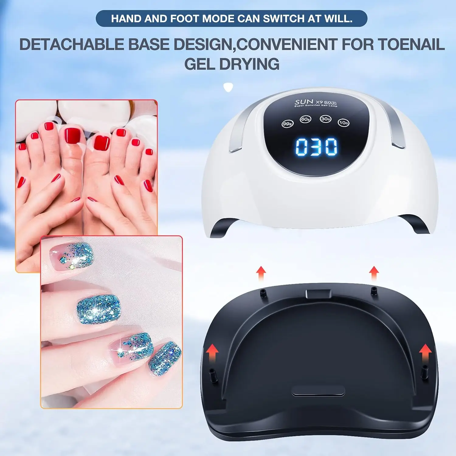 SUN X9 MAX 220W UV LED Nail Lamp Light Dryer for Professional Nails Gel Polish 57 Lamp Beads 4 Timer Setting LCD Touch Display 4