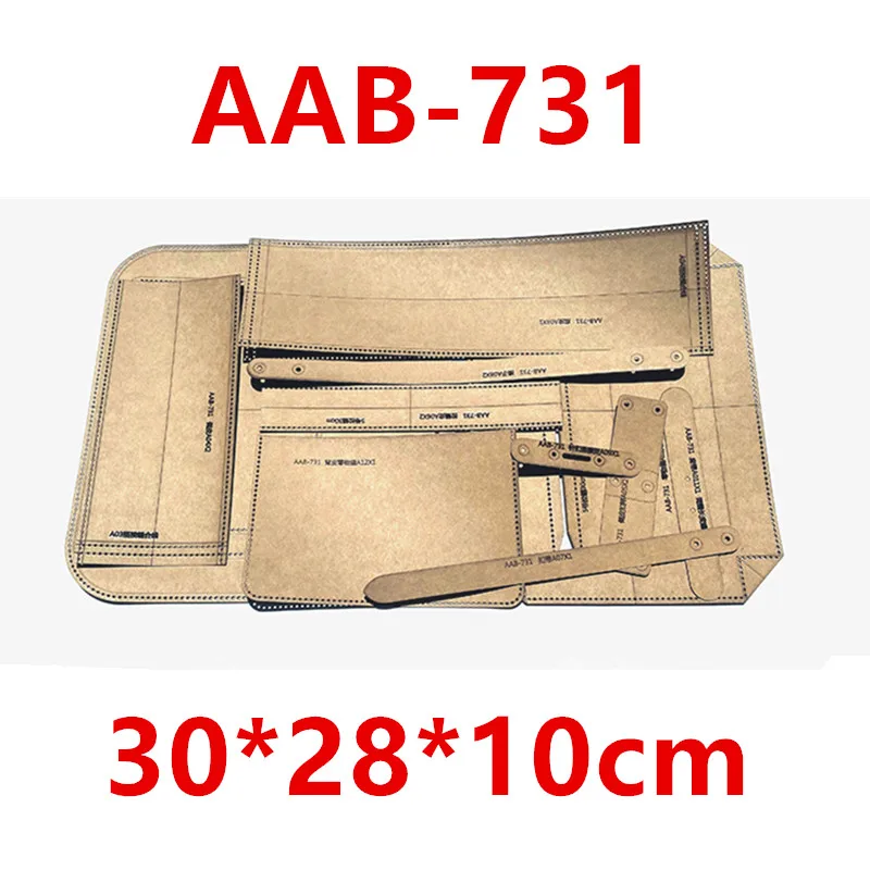 수제 가죽 패턴 미국 오토바이 메신저 백, 크래프트 페이퍼 핸드 가죽 공예, DIY 템플릿, 30x28cm, 1 세트