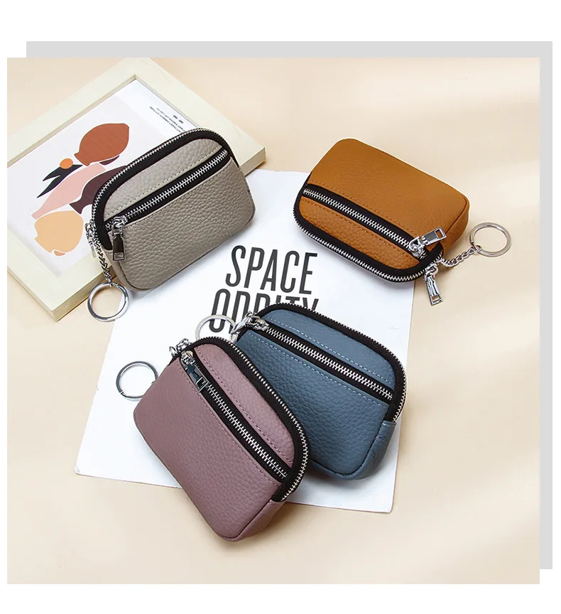 Coin Purse Wallet With Zipper Pocket Inside Small Double Zip