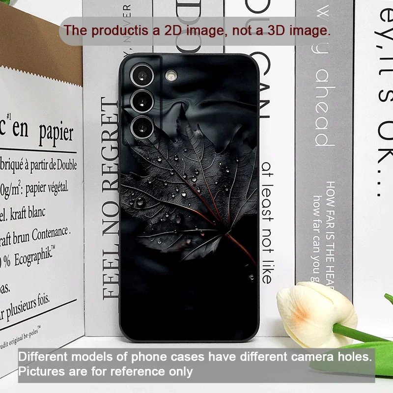 Stylish Black Maple Leaf Printed Phone Case - Soft Back Cover