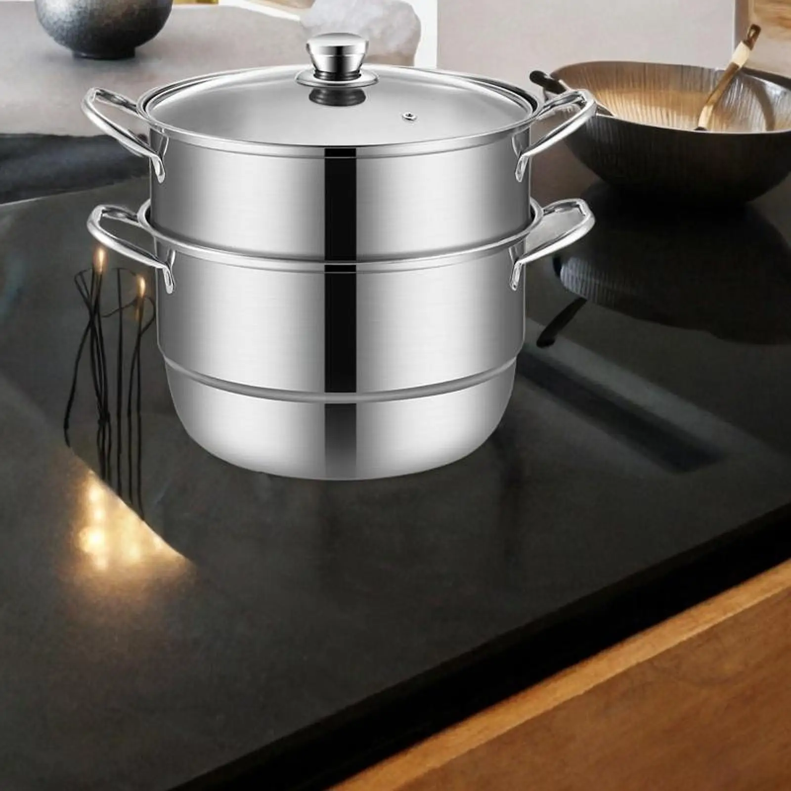 Stainless Steel Steamer Pot Vegetable Cooking Pan 2 Tier Cooking Pot Steamer for Sauce Pasta Tamales