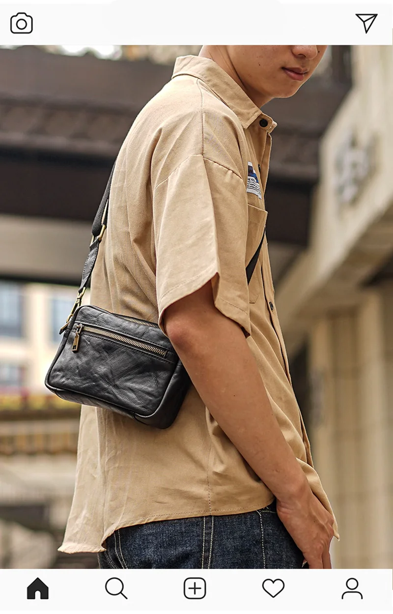 AETOO Original Brusttasche aus echtem Leder, Herren-Clutch, Rindsleder, One-Shoulder-Umhängetasche, einfaches Handy mit großer Kapazität – Detail 4