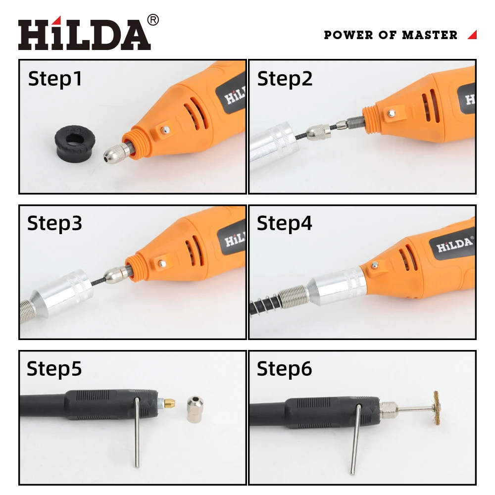 HILDA Flexible Shaft Grinding Attachment for Rotary Tool Accessories