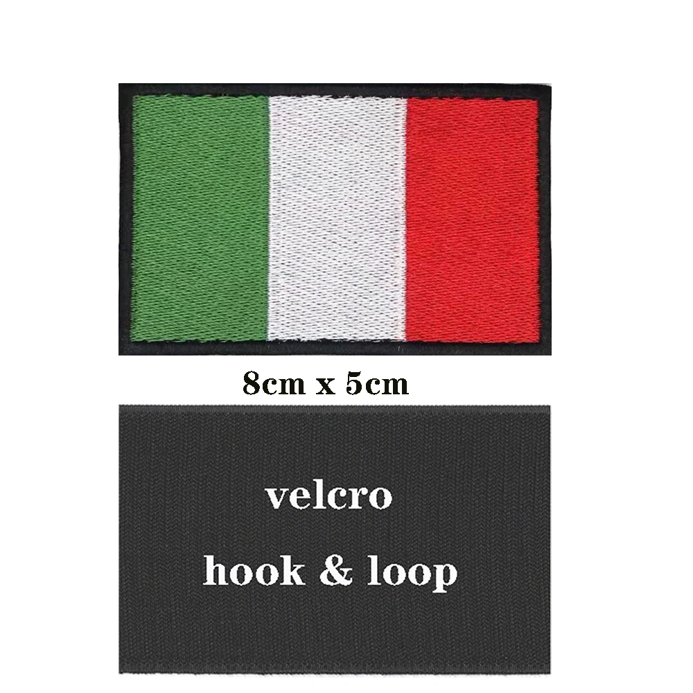 Embroidered Patch “ Italien/Italian Flag'' Sub With Velcro Brand Hook Bestickt 