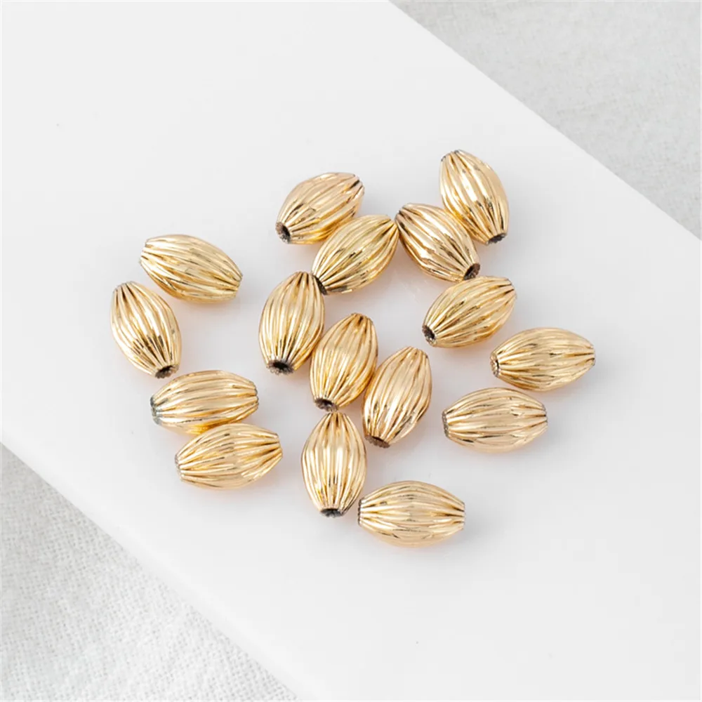 

5x8mm Rice Shaped Pumpkin Beads 14K Gold Plated Spacer Beads for DIY Jewelry Making Components Bracelets Accessories