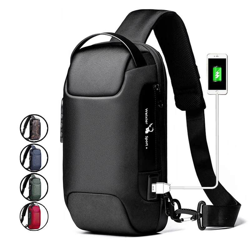 

Luxury Brand Chest Bag for Men Pack Anti Theft USB Charging Male Sling Shoulder Bags Multifunction Travel Short Crossbody Bag
