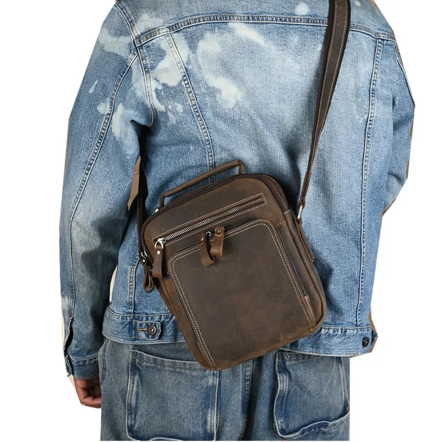 

Real Leather Handbag Men's Crossbody Shoulder Bags High quality Tote Vintage Business Man Messenger Bag Big Size Cow Leather Bag