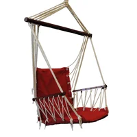 OMNI Patio Swing Seat Hanging Hammock Cotton Rope Chair With Cushion Seat - Red swing hanging chair  swing chair 1