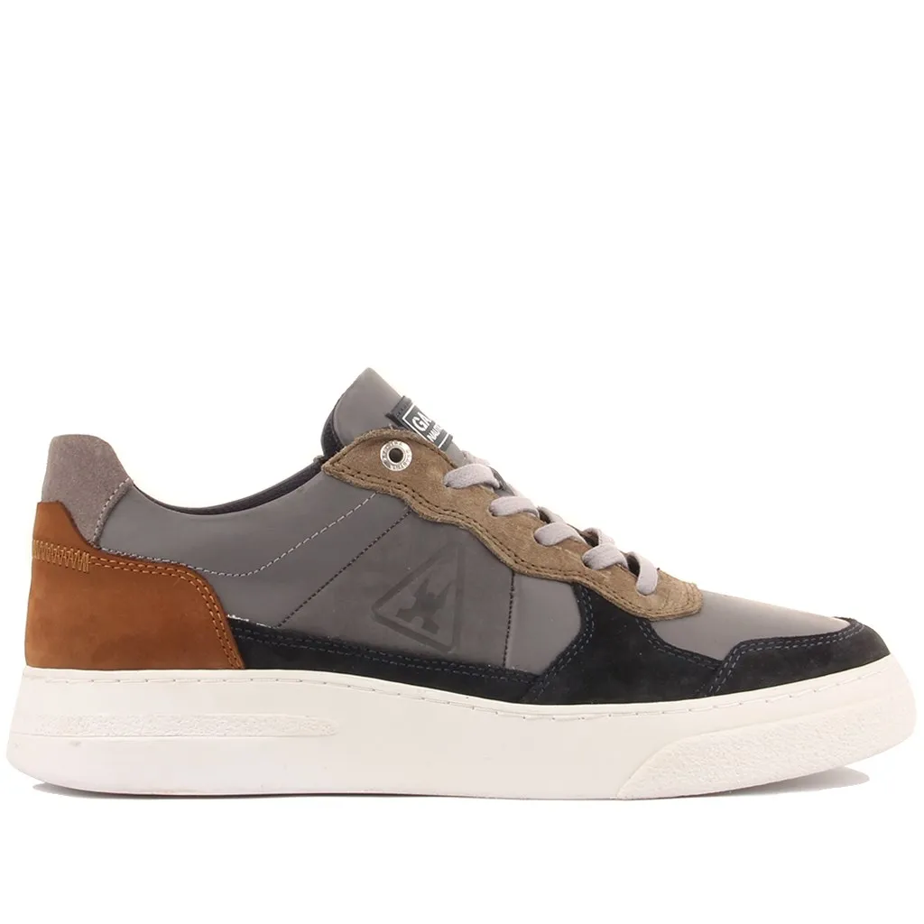 

Sail Lakers-Gray Leather, Dark Blue Suede, Tan Color Nubuck Lace-Up Men Sneaker