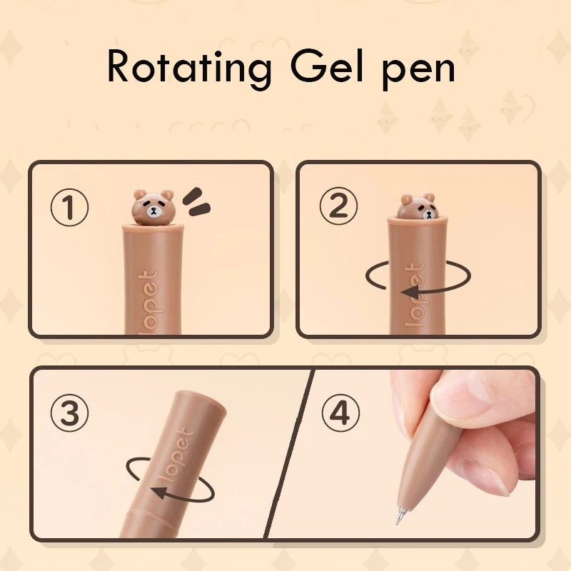 Lopet Kawaii New Neutral Pen Caneta Rotating Out of Core Stationery 0.5mm Black ink Signature Pens School Office Writing Tool ﻿ 3