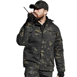 HAN WILD-Chaqueta de lana de invierno para hombre, chaquetas tácticas, rompevientos de caza, senderismo, Camping, ropa militar, abrigo Multicam