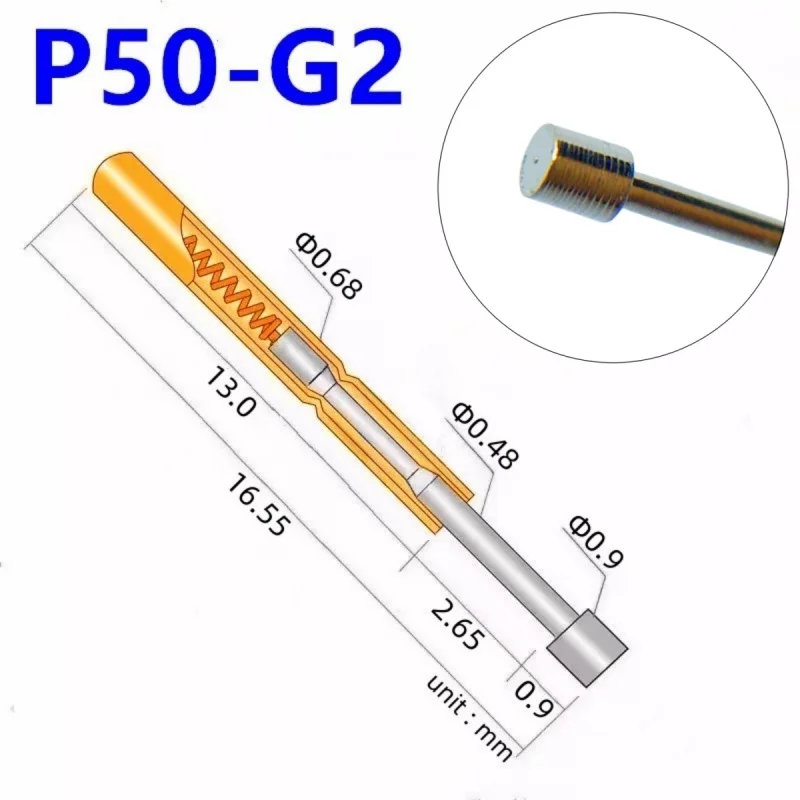 P50 Serie Vernickelte Messing-Federprüfspitze Teststift Pogo-Pin Elektrische Prüfnadel ICT FCT PCB-Testwerkzeug P50-B P50-B1 – Detail 11