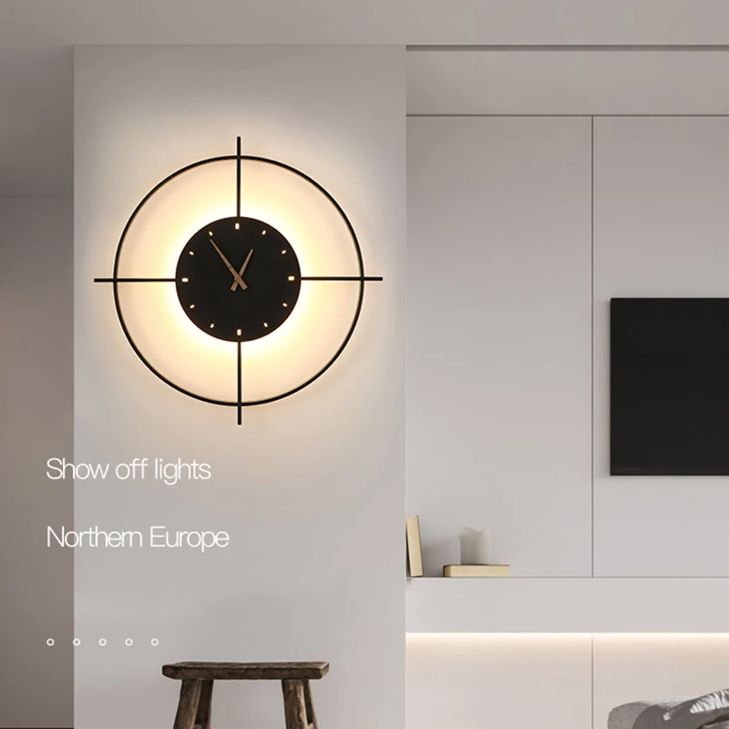 Nordic Bedroom Bedside Clock Table Wall Lamps Simple Modern Minimalist Living Room Background Corridor Aisle Wall Clock Lamp