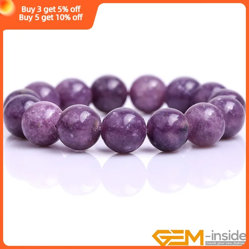 Fil De 39 Cm Avec 47 Perles En Lépidolite Violette – Boules De 8 Mm – Parfait Pour Créer Des Bijoux