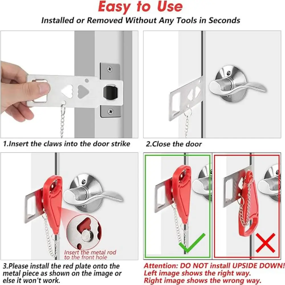 Portable Door Lock for Home Double Hole Anti-theft Chain Lock for