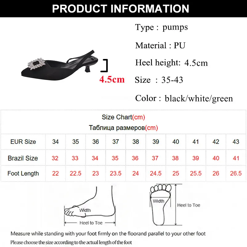 JMPRS Elegant Buckle Pumps Women Crystal Pointed Toe High Heels Office Shoes Woman 2022 Summer Slingback Plus Size Sandals Mujer