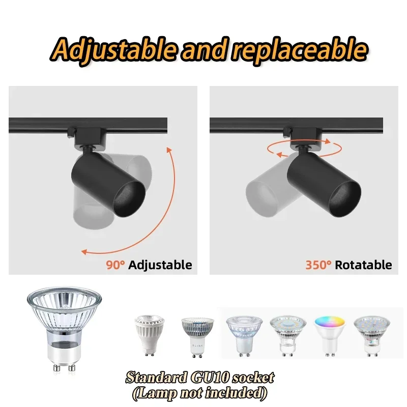 GU10 Track Light Set Dimmable Smart Home Spotlights gu10 Bulb Rail Lighting Kitchen Spot Light ceiling 110V Decor Light Fixture 5