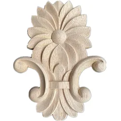 1PC Wood Carved Corner Onlay Applique Unpainted Furniture Cabinet Decorative Figurines Wooden Miniature Furniture Accessories