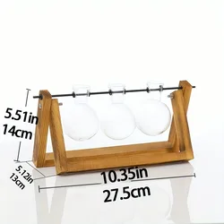 Elegant Glass Planter with Wooden Rack (C)