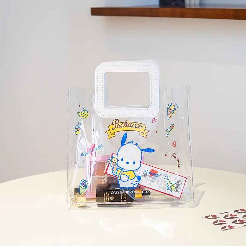 

Kawaii Sanrio Transparent PVC Handbag Instagram Style Hand Gift Bag Square Girl Cosmetic Storage Bag Childrens Toy Bag