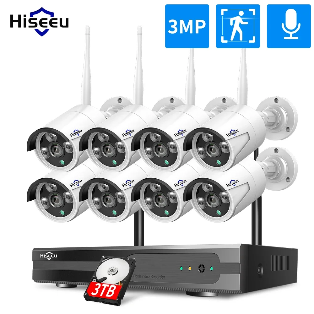 

Hiseeu 5MP WIFI Security Camera Kit Human Detection IR Night Vision IP Camera System 10CH NVR Wireless CCTV Surveillance System