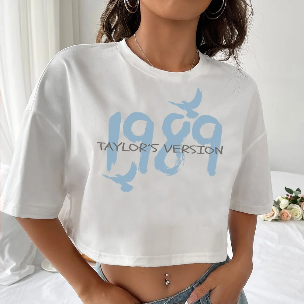 1989 Crop Top Album Musicale Camicia Taylor Eras Tour Ispirato Crop Top Music Tour 2023 Fan Gift O-Collo Maniche Corte Crop Top