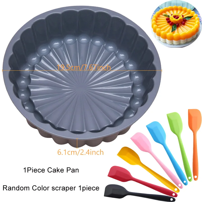 7.6 Inch Silicone Charlotte Cake Pan ,Nonstick Round Silicone  Molds,Reusable Mold Fluted Cake Pan for Baking Strawberry Shortcake  Cheesecake Brownie Tart Pie Baking