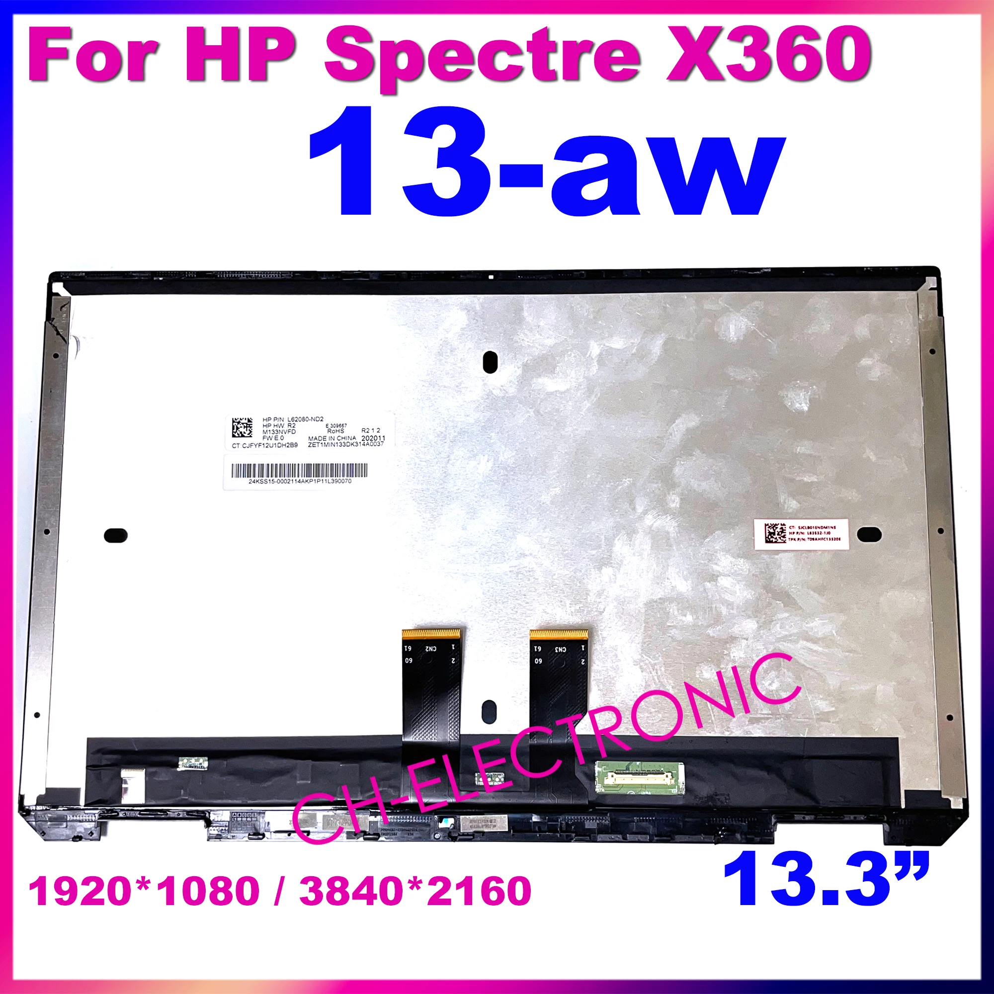 13.3 ''Per Hp Spectre X360 13-Aw Series Lcd Touch Screen Digitizer Assembly 13 Aw Fhd Uhd Oled Con Cornice L62080-Nd2