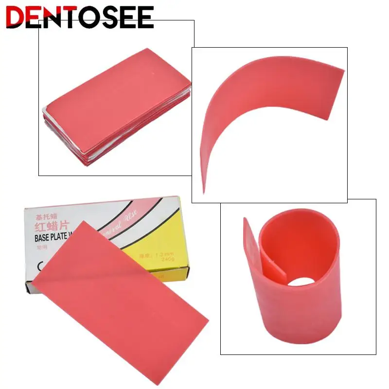 

Dental Lab Base Plate Soft & Hard Red Dental Wax Sheets Dentist Auxiliary Material Thickness 1.3Mm for False Teeth