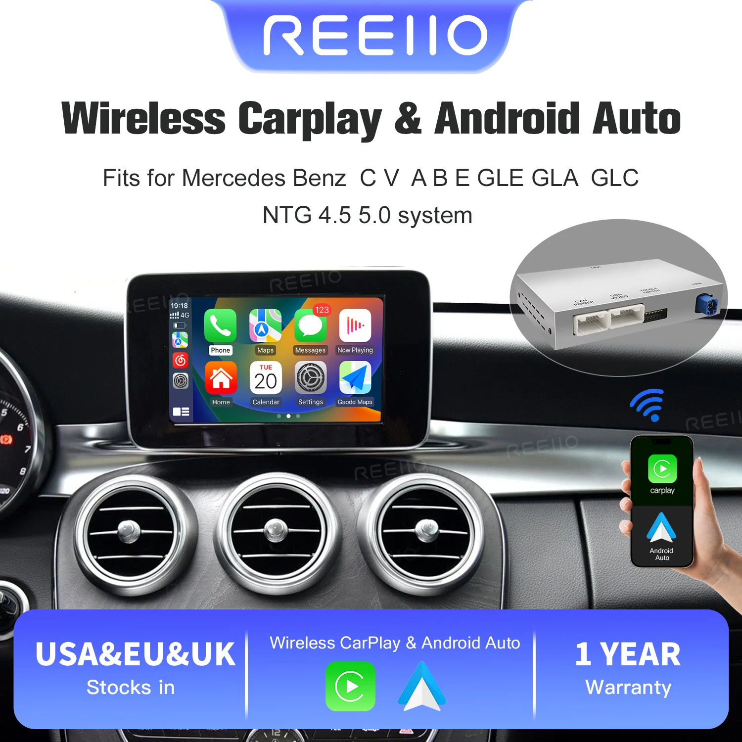Para Mercedes Benz A B C E clase inalámbrico CarPlay