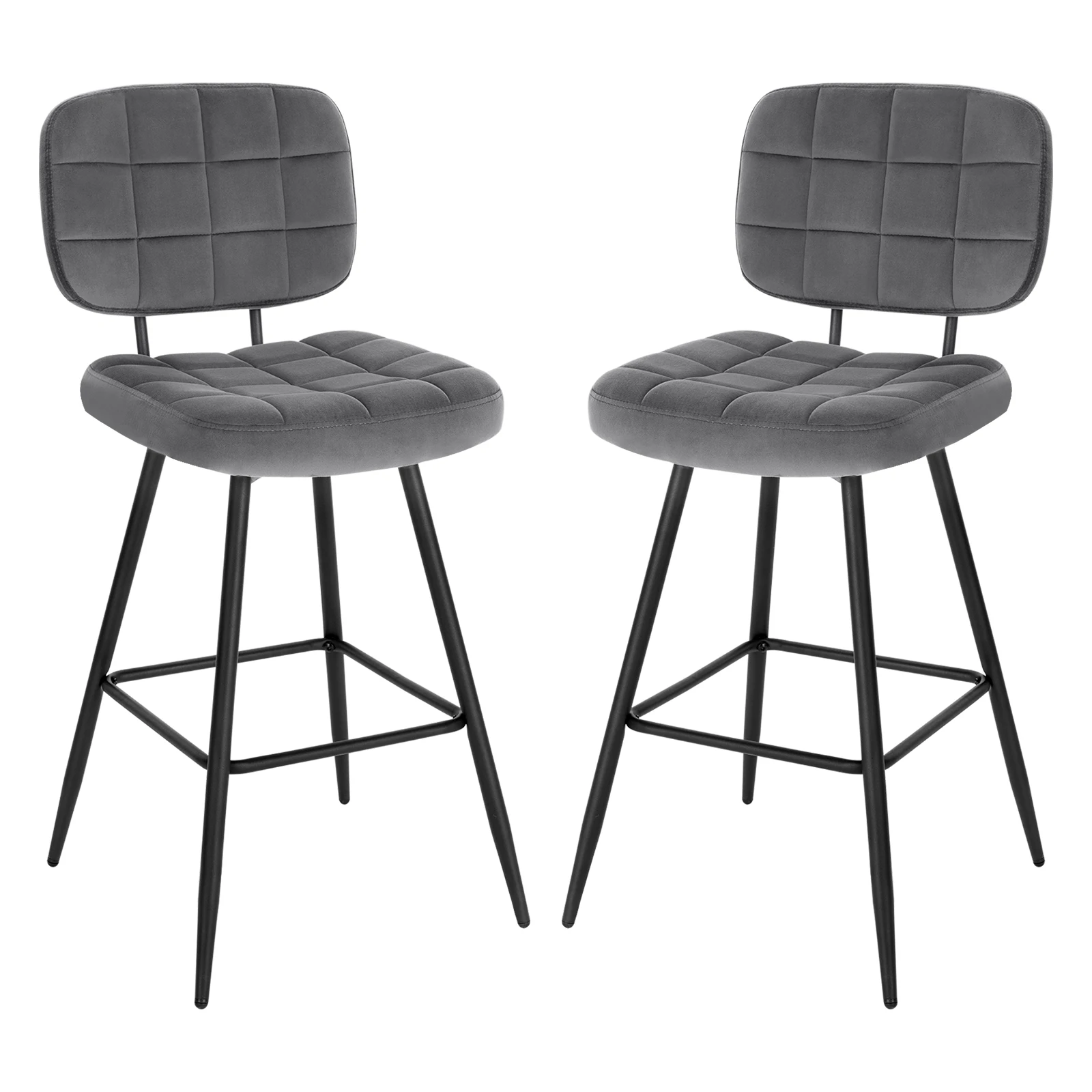 2PCS/Set Bar Stool Velvet Bar Chair Bistro Counter Stools with Backrest