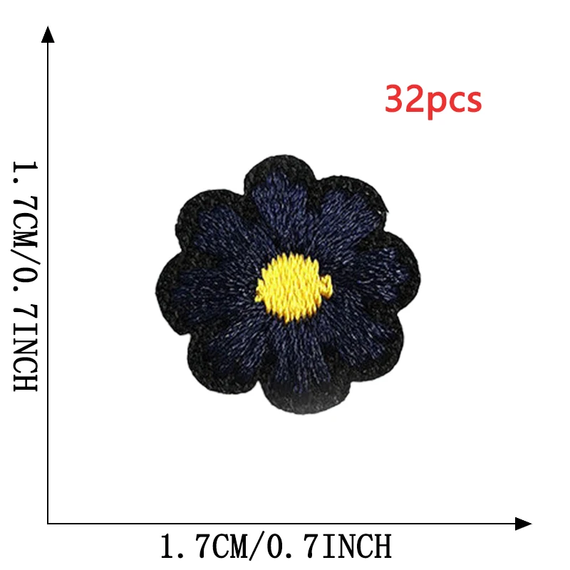 Description Picture 3 of item32pcs Daisy Iron On Patches Lot For Clothes Small Flower Stripe Fabric Sew Designer Bulk Mix Pack Embroidery Cute Thermoadhesive