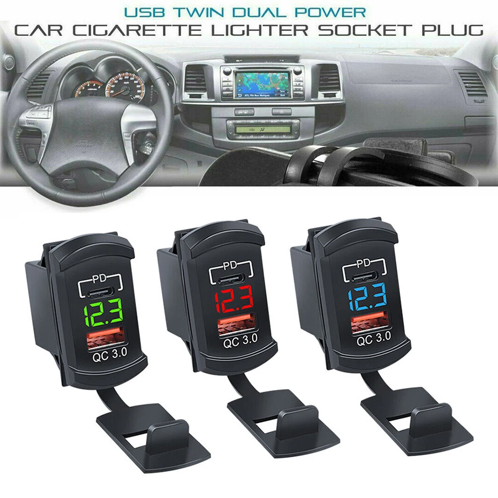 12/24v 18w Usb Charger Adapter Qc 3.0 Pd Fast Dual Typec Dual Usb Car