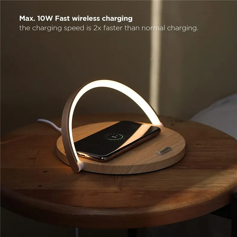 Multifunction Wireless Charger Pad Stand LED Desk Table Lamp Touch